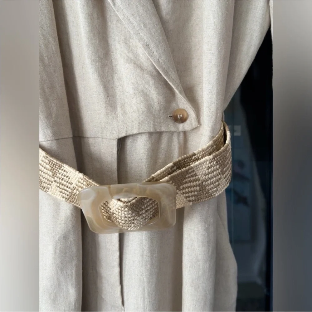 ZARA linen blend belted long sleeve jumpsuit 2157/057 A5